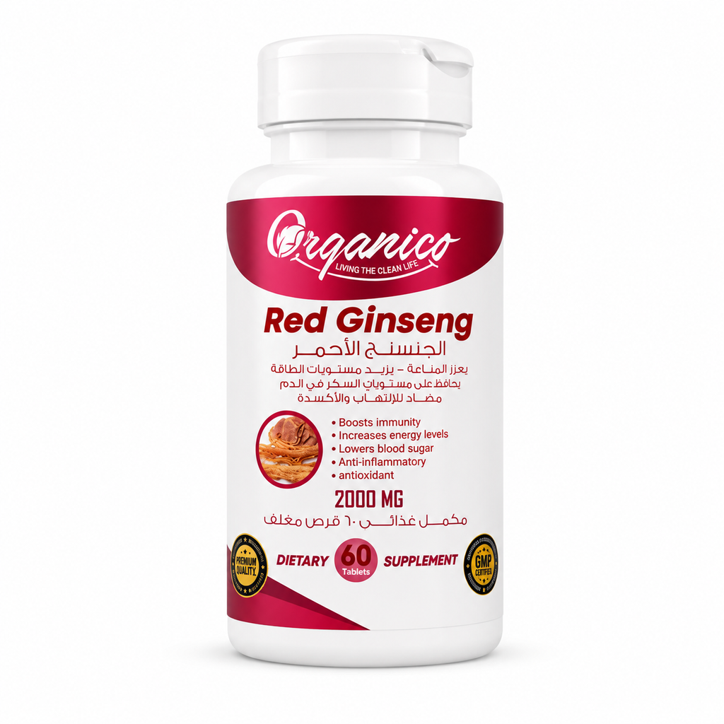Organico Red Ginseng 2000mg | Energy, Focus & Immune Support | 60 Tablets
