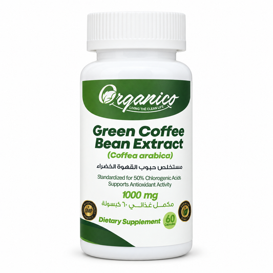 Organico Green Coffee Bean Extract 1000 mg – Standardized to 50% Chlorogenic Acids – Antioxidant Support – 60 Capsules