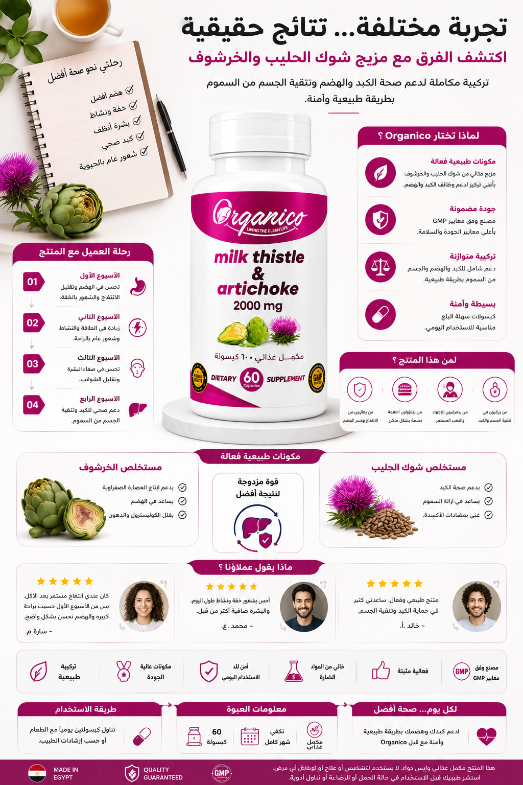Discover Organico Milk Thistle & Artichoke 2000 mg. A natural formula designed to support liver health, digestion, detoxification, and daily wellness. 60 capsules.