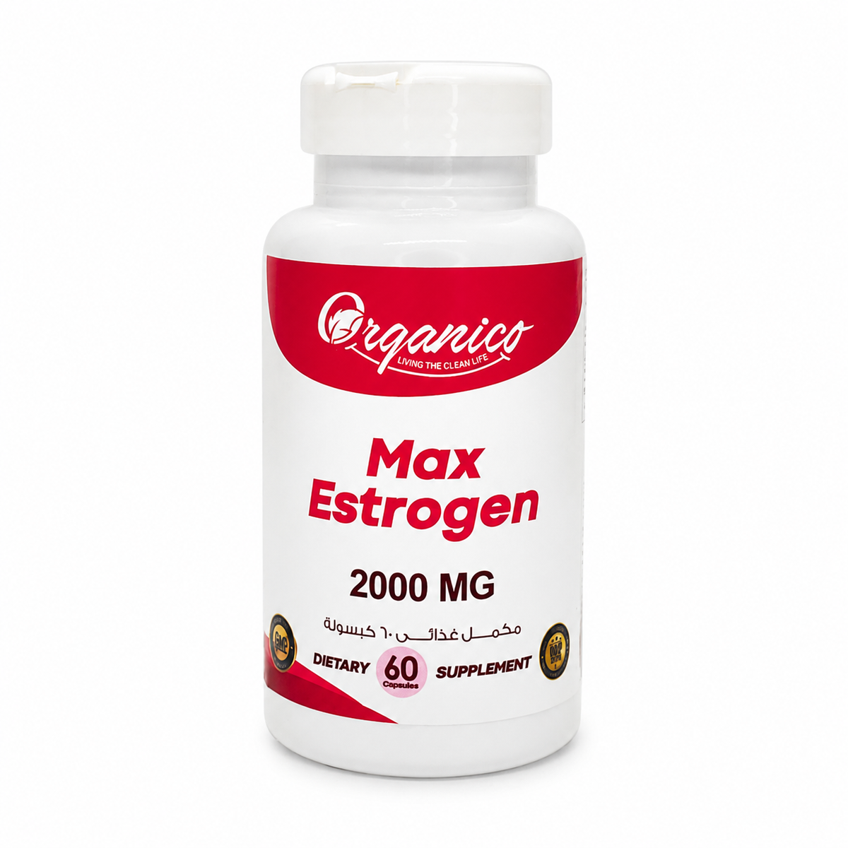 Organico Max Estrogen is a premium women's dietary supplement featuring African Akpi Seeds, Fenugreek, Black Maca, Vitamin D3, Zinc and Vitamin B6 to support daily wellness and hormonal balance.